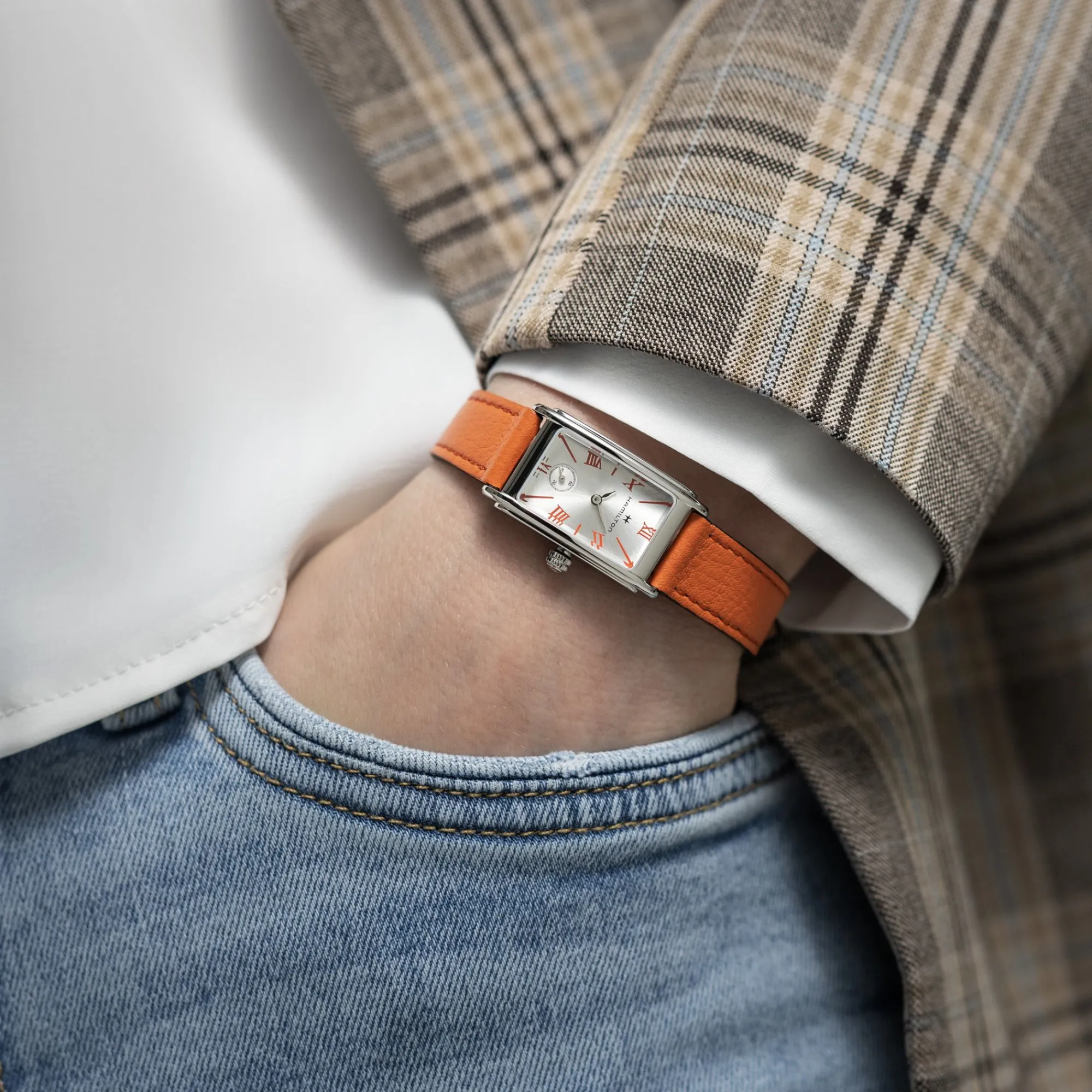 American Classic Orange Strap 14mm^Hamilton Watch New