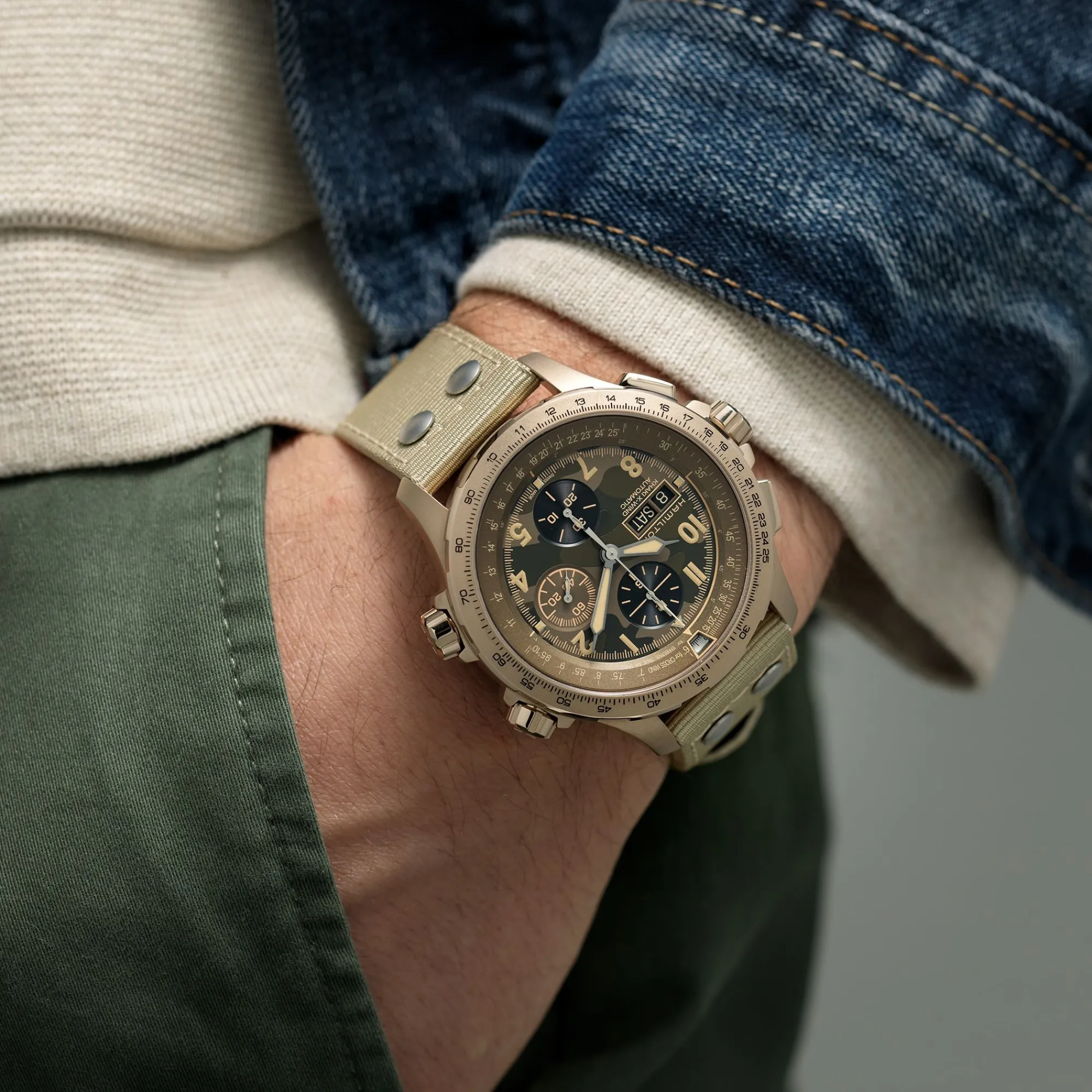 Khaki Aviation Beige Strap 22mm^Hamilton Watch New
